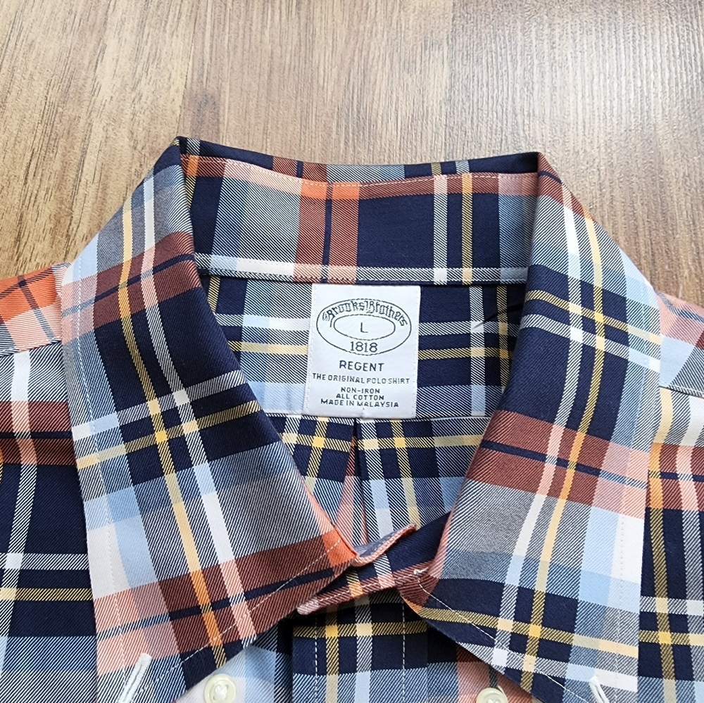 Brooks Brothers Button Down Long Sleeve Shirt Plaid Men's Size L - Picture 4 of 10
